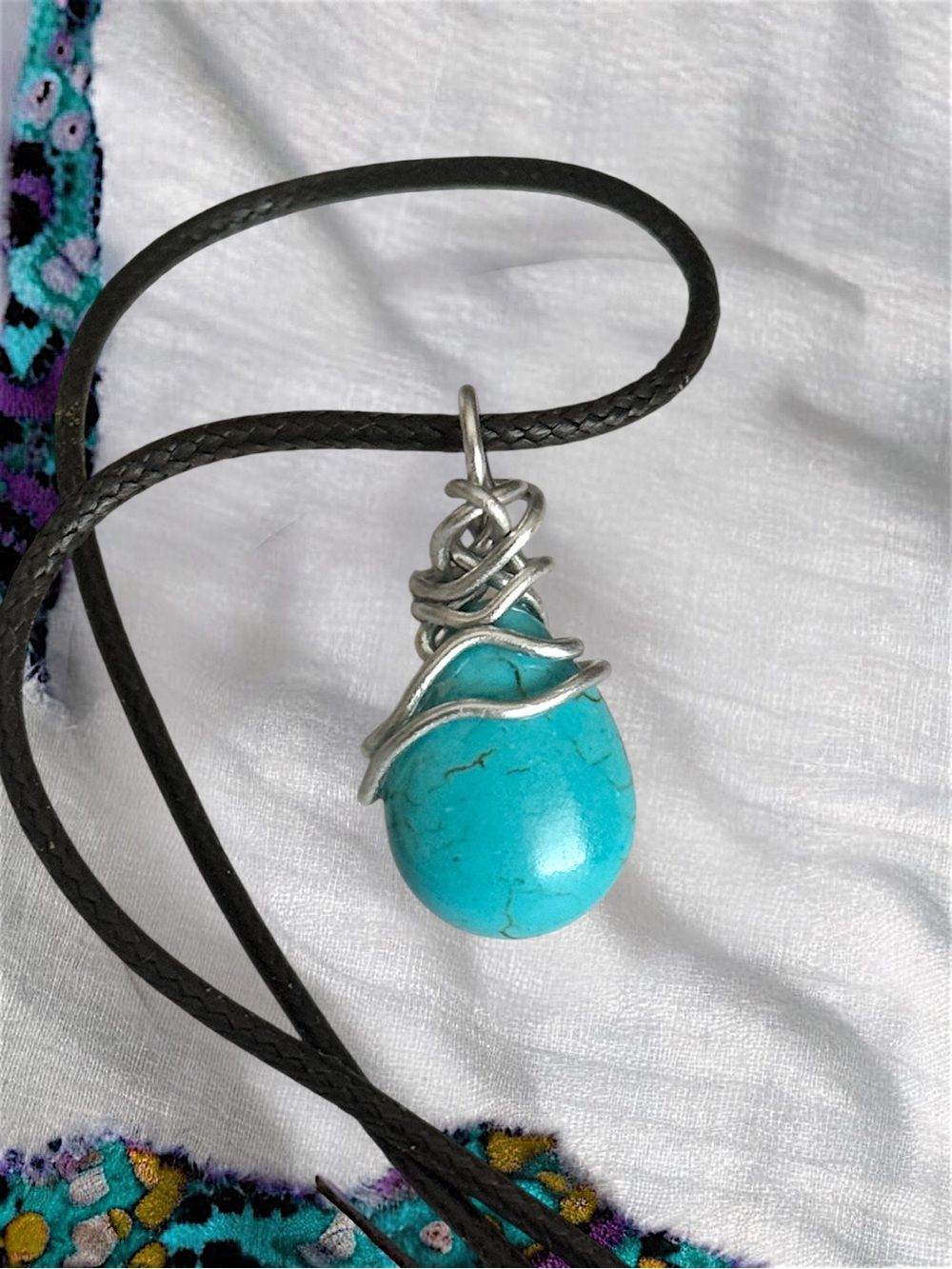 5 For $25💫Wire Wrapped Turquoise Teardrop Pendant